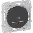 SCHNEIDER ELECTRIC - S540407 Odace - doube USB charger 2.1 A - anthracite