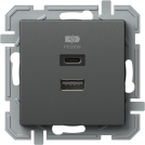 TEM - Socket 2xUSB for charging type A+C Power Delivery 20W color Anthracite Logiq EQ69ATXO