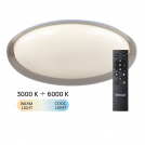 ULTRALUX - LED dimmable SCT ceiling light with remote control, smoky quartz max.72W 3000K-6000K, 220-240V AC, round IP20 SPL5LG72RC