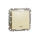 SCHNEIDER ELECTRIC - SDD180111L Sedna Design & Elements - 1pole push button with blue indicator - 10AX 250V without frame birch