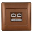 ELMARK - 11746 - PHONE SOCKET (DOUBLE) COFFEE METALLIC
