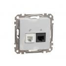 SCHNEIDER ELECTRIC - SDD113468 Sedna Design & Elements - CAT 6 UTP RJ45 + telephone outlet, aluminium