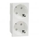 SCHNEIDER ELECTRIC - NU206618 Double Socket Outlet white with child protection 45° 2P+E 16A 250V New Unica screwless connection