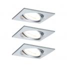 PAULMANN - 93474  LED recessed light 3-Step-Dim Nova basic set pivoting square 84x84mm 50° ✴aluminum turned