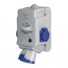 SCAME - Industrial combined socket 2P+E 32A+2x plug and switch 0|I IP54 series Optima Combi 513.3253-2DFS
