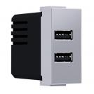 ACA LIGHTING - MODYS USB CHARGER SILVER 1 M. 2xUSB 5VDC 2x1.2A IP20 10101412825