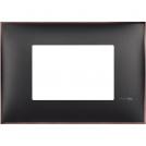 BTICINO - R4803BH cover plate - 3 centered module - Black nickel