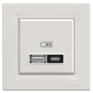 SCHNEIDER ELECTRIC - Asfora dual USB charger type A+C, 21W cream EPH2700523 (1)