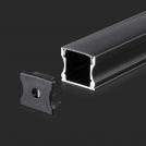 V-TAC - LED Strip Mounting Kit with Diffuser Aluminum Black Housing 2000x17.2x14.4mm SKU: 2878