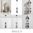 NOVA LUCE - Пендел Д:20, В:197 см. 9030556 BALLY ⚡ LED 36W ⚡ 4619Lm ⚡ 3000K ⚡ 220-240V ⚡ IP20 ✴ Опушено сиво стъкло/Черен мат