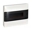 LEGRAND - 1 352 11 Practibox S surface mounting cabinet with earth and neutral terminal blocks - smoked door - 1 row - 12 modules per