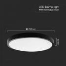 V-TAC - 18W LED Плафон с Дистанционно 4000К Микровълнов Сензор Черна  Рамка Кръг IP44 SKU: 76691  (5)