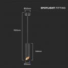 V-TAC - GU10 Hanging Pendant Black 55X300mm SKU: 6685 (2)