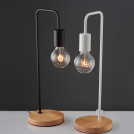 ACA LIGHTING -   KS1755WWD TABLE LAMP 1ΧΕ27 WHITE METALLIC WITH WOOD Φ18XH48cm NAXOS  (2)