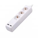 V-TAC - 3 Power Strip 2 USB White Cable 5m SKU: 8775 VT-1124