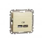 SCHNEIDER ELECTRIC - SDD180402 Sedna Design & Elements USB charging socket, A+C type, 2.4A, birch