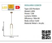 ELMARK - LARA LED ПЕНДЕЛ 12W 3000K 936lm МЕД 955LARA1230CO (1)
