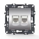 ACA LIGHTING - Телефонна RJ11 CAT3 + Интернет RJ45 CAT6 розетка PRIME Алуминий мат 1000113403