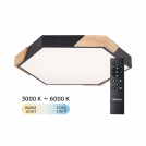 ULTRALUX - LED Slim dimmable CCT ceiling light remote control black with wooden elements 72W 3000K-6000K hexagon IP20 SPL9L72RCB