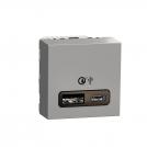 SCHNEIDER ELECTRIC - New Unica - Double USB Quick Charge A+C - 18W aluminium  NU301930