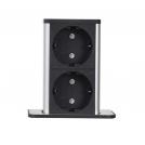 DIGITEL - Power outlet for surface mounitng Inox Black, 2xShuko POP UP (1)