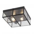 SEARCHLIGHT - 6769-26BK Flush Matt Black 2 Light Flush Fitting With Clear Bevelled Glass Shade