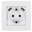 ELMARK - 190062 - GERMAN TYPE SOCKET WITH SCREW+ 2 USB METALLIC CITY 