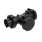 PCE - CEE 2-way coupling 16A 3p with IP67 plug (T-Connect) black  94326003