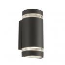 SEARCHLIGHT - 2002-2GY-LED  Outdoor   2lt Outdoor Curved Wall Bracket (gu10 Led Lamp Included), Grey, Cllear Diffuser 