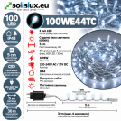 ACA LIGHTING - RUBBER WIRE 100 LED STRING LIGHTS (PER 5cm), COLD WHITE, CONNECTABLE (MAX 6 SETS), IP44, 5m 100WWE44TC
