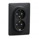 SCHNEIDER ELECTRIC - NU206754 Double Socket Outlet antracite  2P+E 16A 250V New Unica screw connection