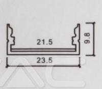 V-TAC - LED Strip Mounting Kit with Diffuser Aluminum Black Housing 2000x23.5x10mm SKU: 2876 (2)