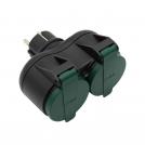 V-TAC - 2 Гнезда Щепсел Разклонител Влагозащитен 16А IP44 Зелен SKU: 8812 VT-1102-2