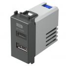 TEM - EM68AT Socket 2xUSB for charging type A+C 3A 15W 1M, color Anthracite, Modul