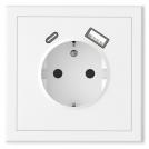 COmmel - Контакт ШУКО 16A + USB тип A+C 3A 15W цвят БЯЛ мат Adria C043-519