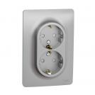 SCHNEIDER ELECTRIC - NU206730 Double Socket Outlet aluminium  2P+E 16A 250V New Unica screw connection