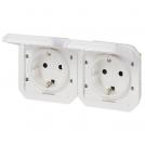 LEGRAND - Влагозащитен Контакт шуко 16А ДВОЕН хоризонтален авт. клеми Plexo New Бял 69675L