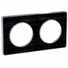 SCHNEIDER ELECTRIC - S530804P1 Odace Touch cover frame 2 gang black astrakhan oak & aluminium border