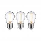 PAULMANN - LED Крушки 3бр.  29215   Eco-Line filament 230V LED drops ⚡ E27 ⚡ set of 3 80 mm ⚡ 525lm ⚡ 2.5W ⚡ 3000K ✴ Прозрачен 