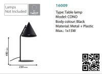 TKLighting - НАСТОЛНА ЛАМПА CONO 1XE27 ЧЕРНА 1x15W 16009 (1)