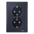 SCHNEIDER ELECTRIC - SDN3000470 Sedna - double socket-outlet with side earth - 16A shutters, graphite