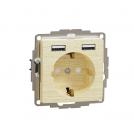 SCHNEIDER ELECTRIC - SDD180052 Sedna Design & Elements - Outlet schuko with child protection, 2P+E + 2x USB type A,  16A, 250V, screwless, birch