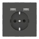 SCHNEIDER ELECTRIC - MTN2366-6034 Механизъм контакт шуко 16А + 2хUSB charger 2400mA с лицев панел антрацит System Design