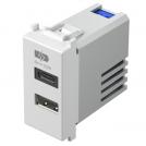 TEM - EM68MW Socket 2xUSB for charging type A+C 3A 15W 1M, color White matt, Modul