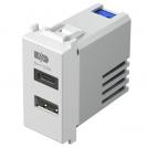 TEM - EM68PW Socket 2xUSB for charging type A+C 3A 15W 1M, color White gloss, Modul