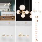 NOVA LUCE - Пендел  Д:65, Ш:28.9, В:120 см.   9028858   ODILLIA ⚡ LED G9 ⚡ 7x5W ⚡ 230V ⚡ IP20 ✴ Бяло опалово стъкло/Златен мат