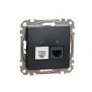 SCHNEIDER ELECTRIC - SDD114468 Sedna Design & Elements - CAT 6 UTP RJ45 + telephone outlet, antracite