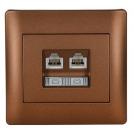 ELMARK - 11736 - PHONE SOCKET + COMPUTER SOCKET COFFEE METALLIC