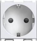 TEM - VM10PW Socket Schuko 2P+E 16A 2M, color White glass, Modul (1)