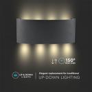 V-TAC - 7W LED Wall Light Sand Black IP54 3000K SKU: 218619 VT-848-B-N
